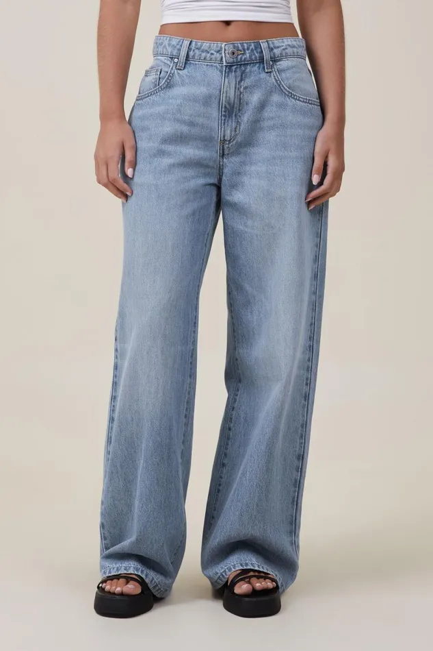 Women Jeans Cotton On Relaxed Wide Leg Jean Bells Blue