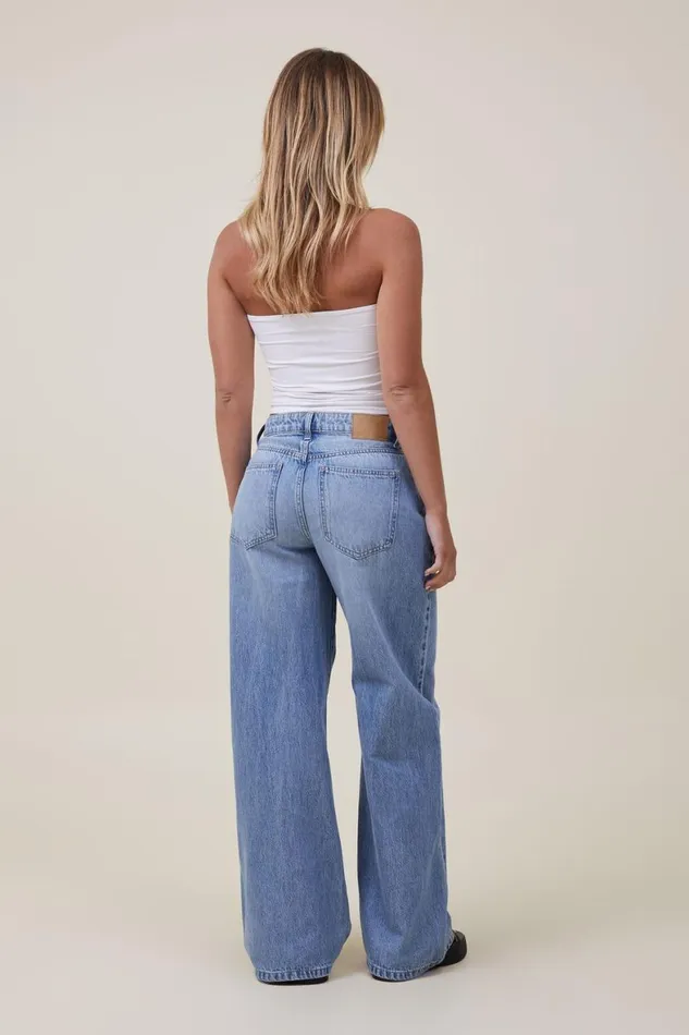 Women Jeans Cotton On Relaxed Wide Leg Jean Bells Blue