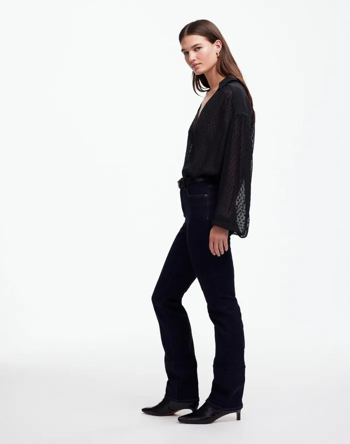 Women Jeans Madewell Kick Out FullLength Jeans Rinse Wash