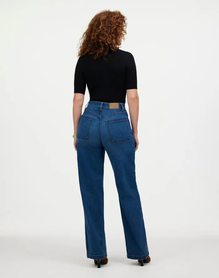 Women Jeans Madewell The Curvy Emmett WideLeg Jean Patch Pocket Edition Allentown Wash