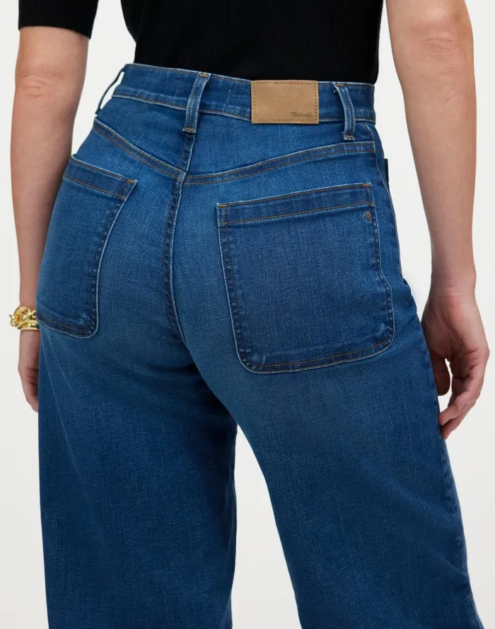 Women Jeans Madewell The Curvy Emmett WideLeg Jean Patch Pocket Edition Allentown Wash