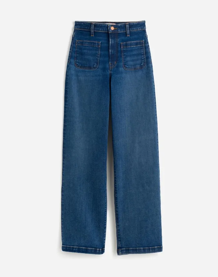 Women Jeans Madewell The Curvy Emmett WideLeg Jean Patch Pocket Edition Allentown Wash