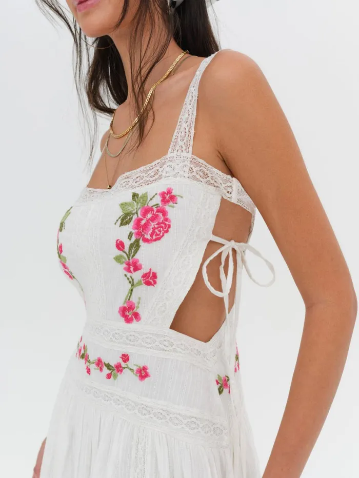 Women Jolene Embroidered Midi Dress White For Love and Lemons Dresses Women Jolene Embroidered Midi Dress White For Love and Lemons Dresses