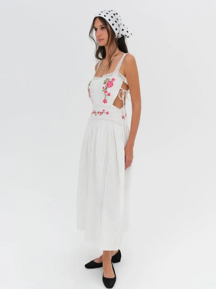 Women Jolene Embroidered Midi Dress White For Love and Lemons Dresses Women Jolene Embroidered Midi Dress White For Love and Lemons Dresses