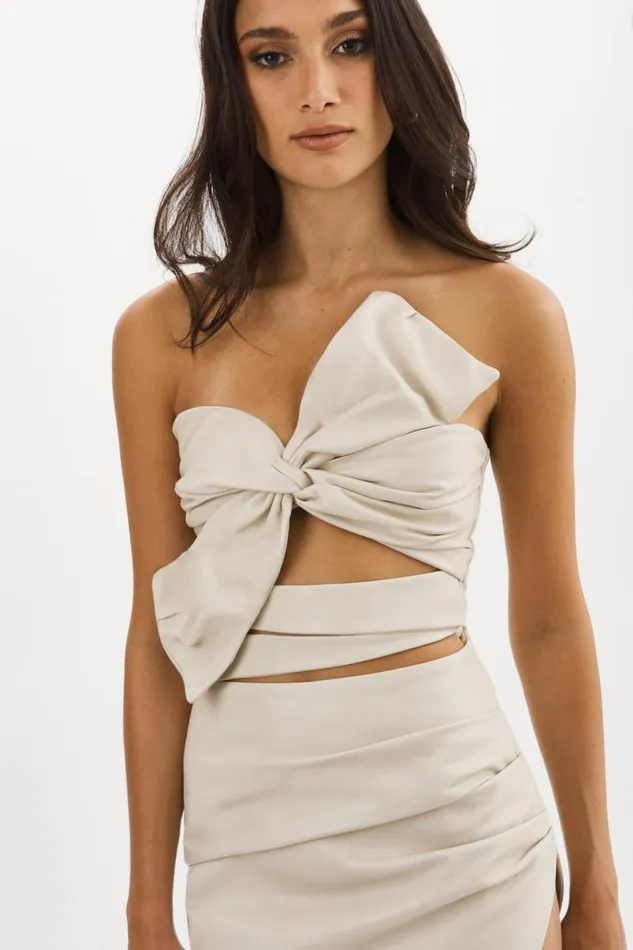 Women KARLA Leather Bow Dress Bone LAMARQUE Dresses