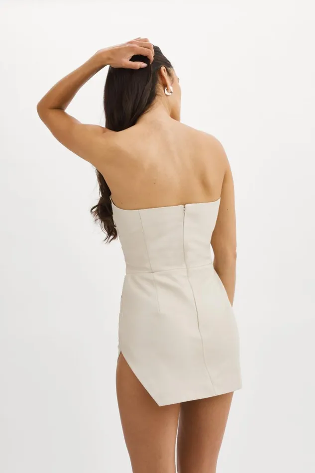 Women KARLA Leather Bow Dress Bone LAMARQUE Dresses