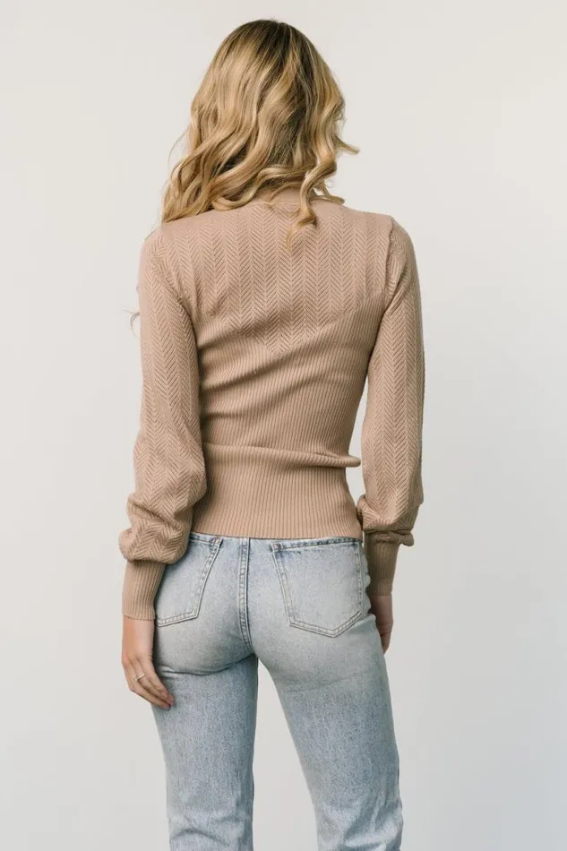 Women Kenzie Pointelle Sweater Top Taupe Baltic Born Blouses and Shirts Women Kenzie Pointelle Sweater Top Taupe Baltic Born Blouses and Shirts