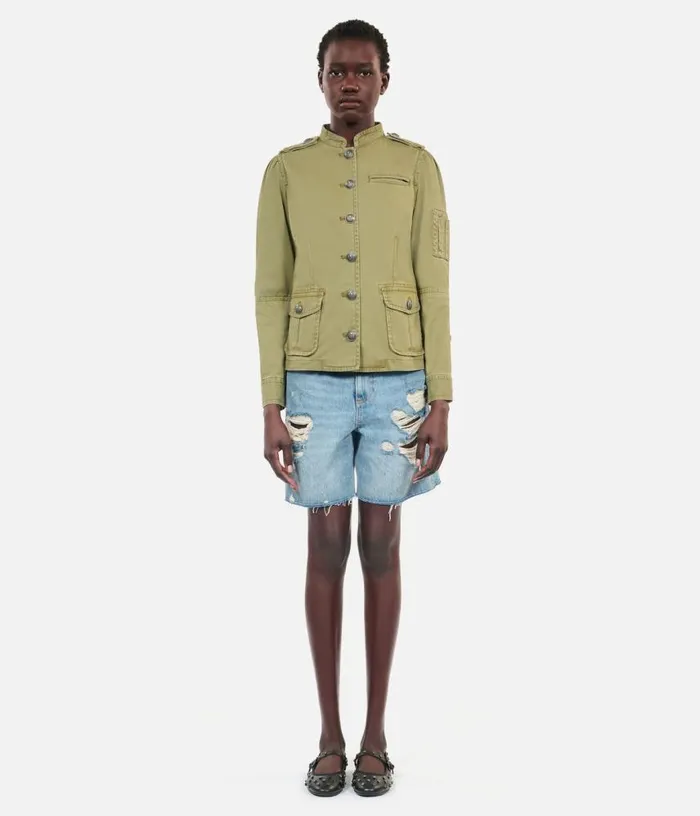 Women Khaki Officer Style Jacket THE KOOPLES Coats and Jackets