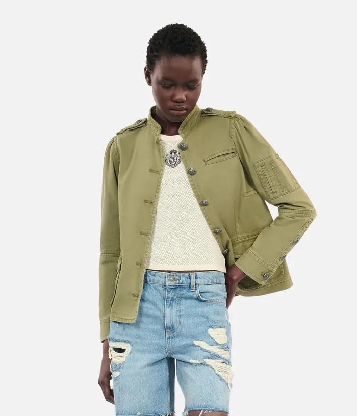 Women Khaki Officer Style Jacket THE KOOPLES Coats and Jackets