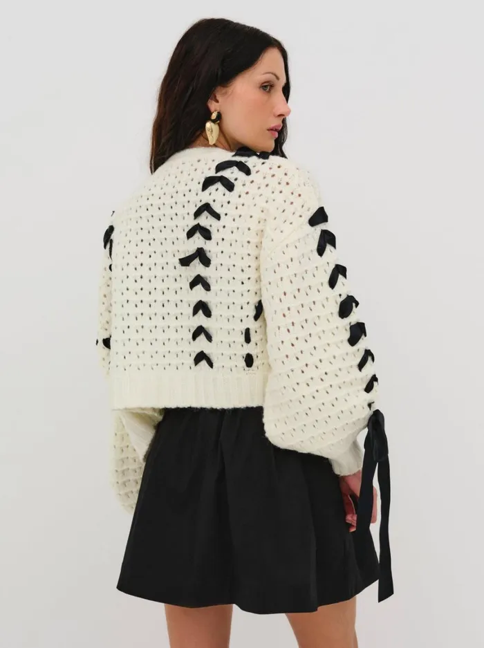 Women Laurel Oversized Cardigan Ivory For Love and Lemons Tops