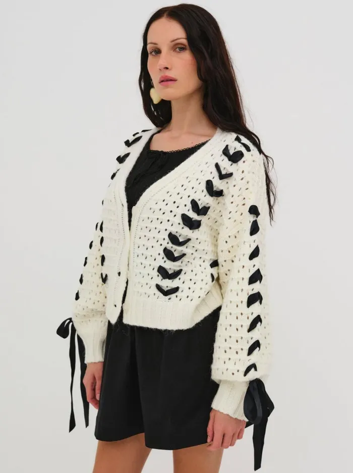 Women Laurel Oversized Cardigan Ivory For Love and Lemons Tops