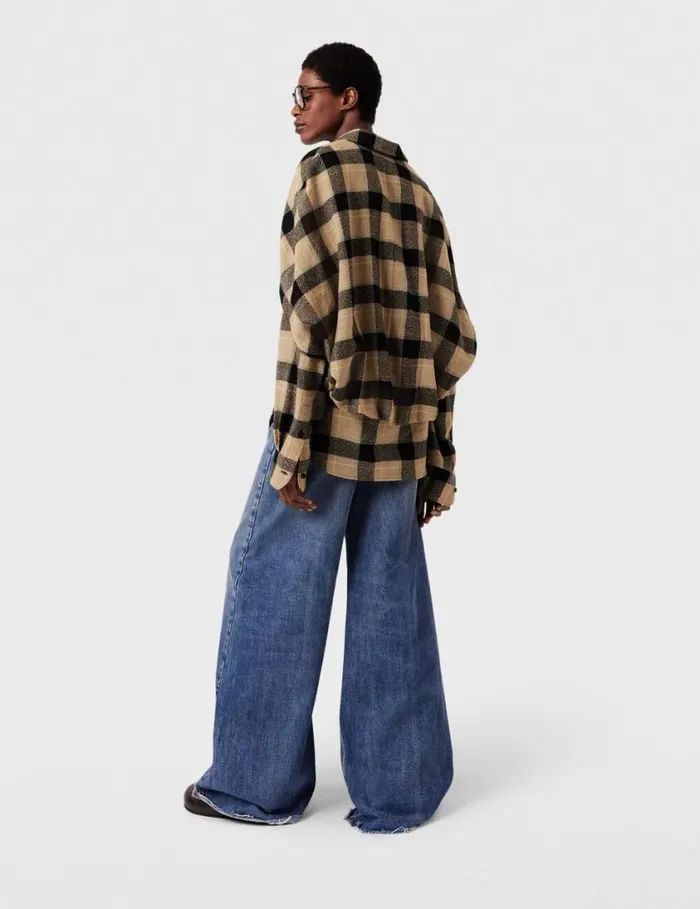 Women Layered Check Shirt Beige And Black Stella McCartney Shirts And Tops Women Layered Check Shirt Beige And Black Stella McCartney Shirts And Tops