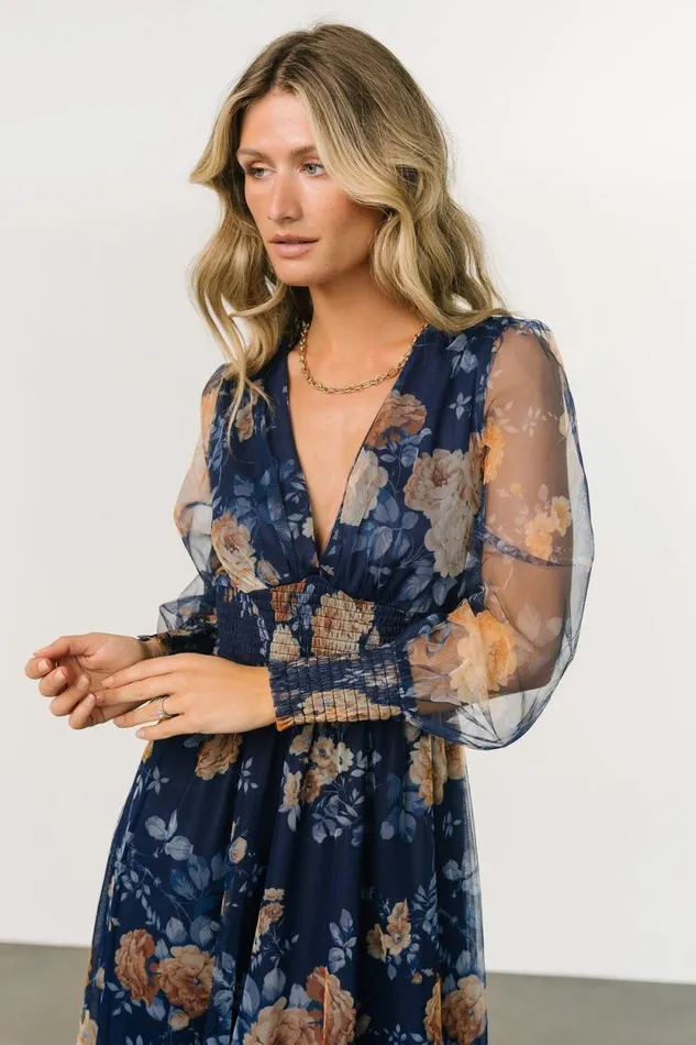 Women Layla Tulle Maxi Dress Blue Golden Floral Baltic Born Maxi Dresses Women Layla Tulle Maxi Dress Blue Golden Floral Baltic Born Maxi Dresses