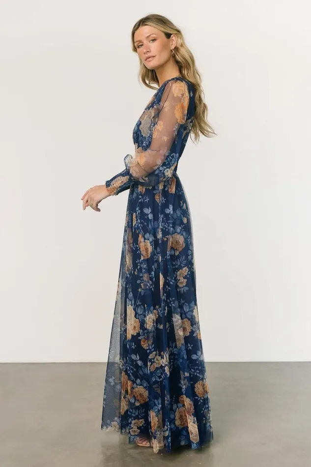 Women Layla Tulle Maxi Dress Blue Golden Floral Baltic Born Maxi Dresses Women Layla Tulle Maxi Dress Blue Golden Floral Baltic Born Maxi Dresses