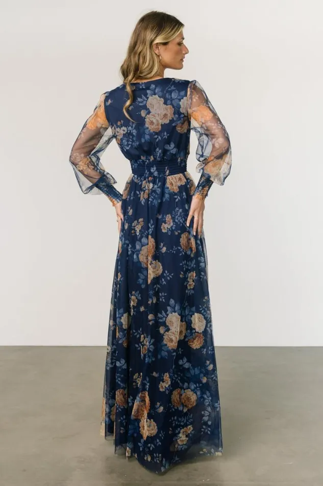 Women Layla Tulle Maxi Dress Blue Golden Floral Baltic Born Maxi Dresses Women Layla Tulle Maxi Dress Blue Golden Floral Baltic Born Maxi Dresses