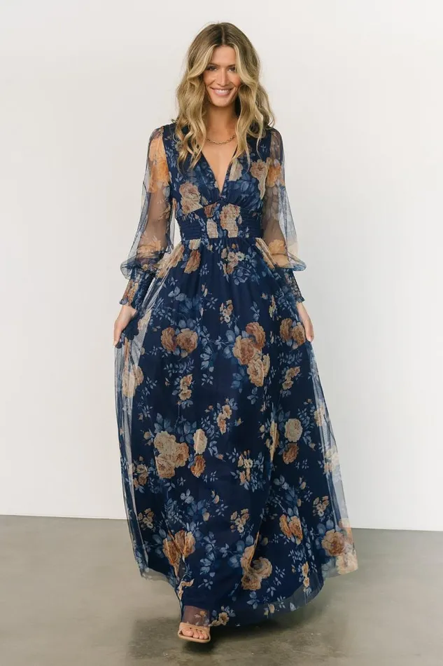 Women Layla Tulle Maxi Dress Blue Golden Floral Baltic Born Maxi Dresses Women Layla Tulle Maxi Dress Blue Golden Floral Baltic Born Maxi Dresses