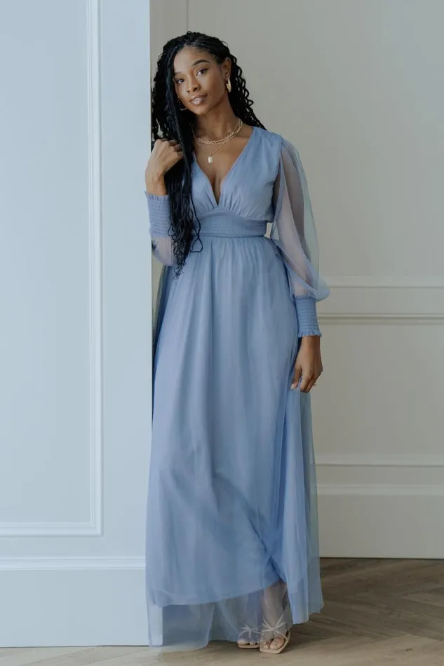 Women Layla Tulle Maxi Dress Whisper Blue Baltic Born Maxi Dresses