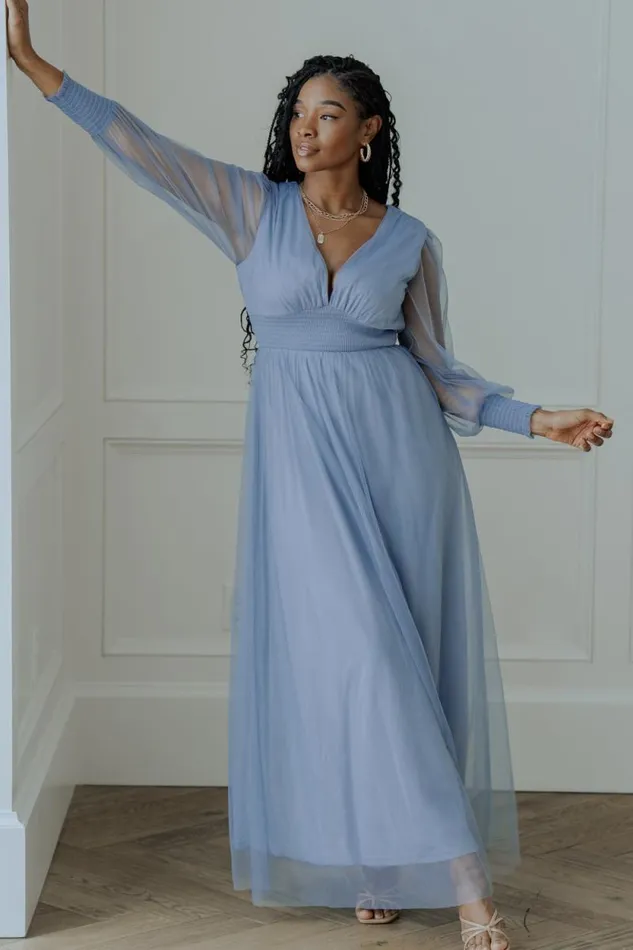 Women Layla Tulle Maxi Dress Whisper Blue Baltic Born Maxi Dresses