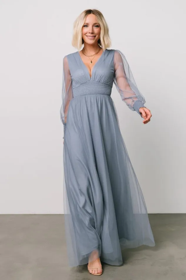 Women Layla Tulle Maxi Dress Whisper Blue Baltic Born Maxi Dresses