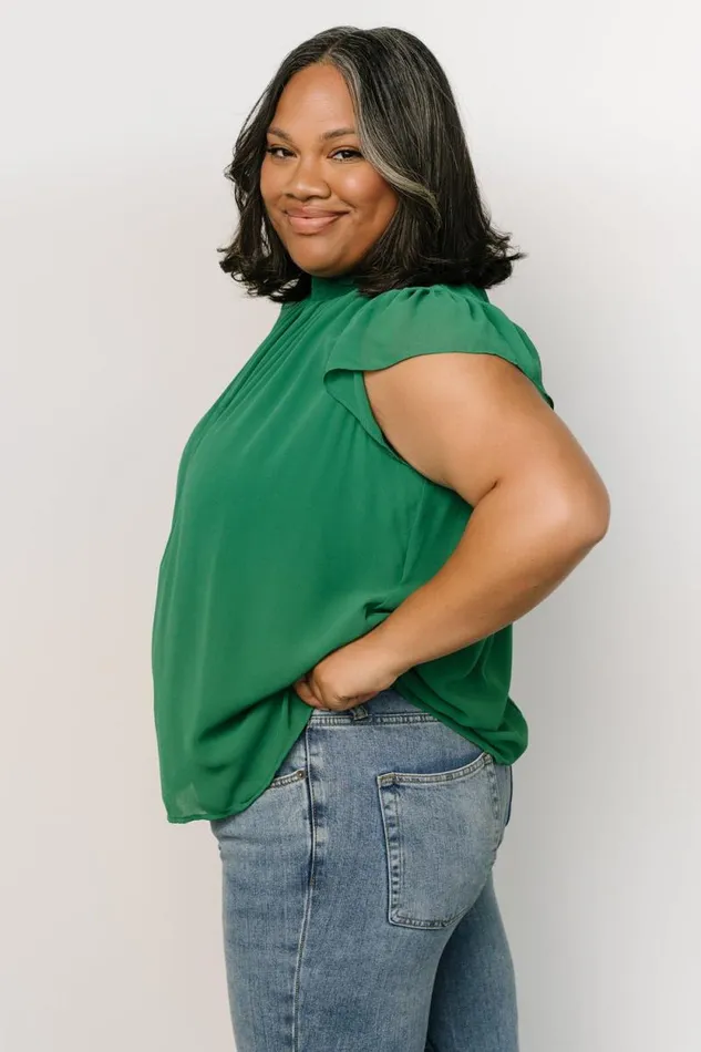 Women Leah Mock Neck Top Green Baltic Born Blouses and Shirts