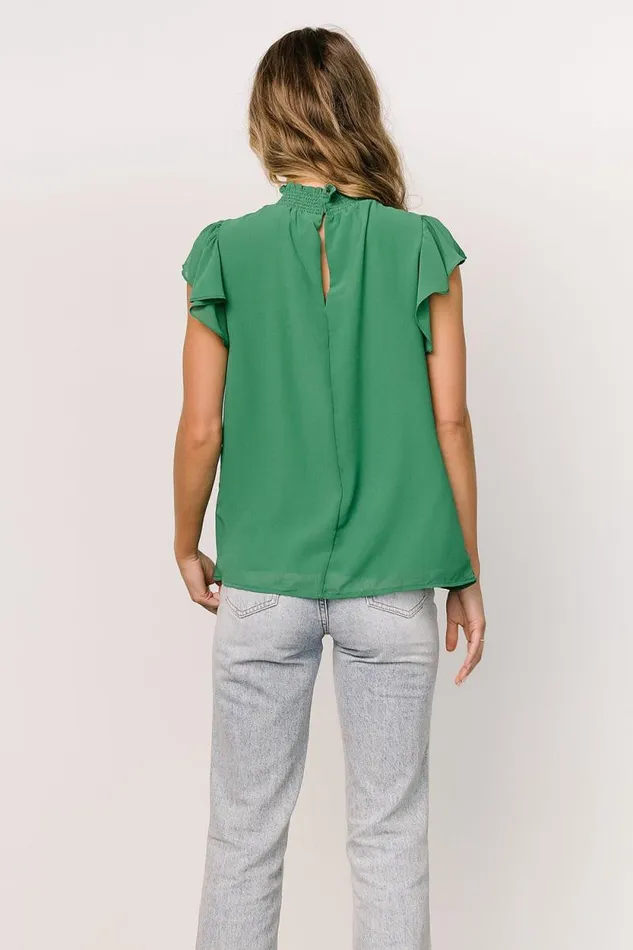 Women Leah Mock Neck Top Green Baltic Born Blouses and Shirts