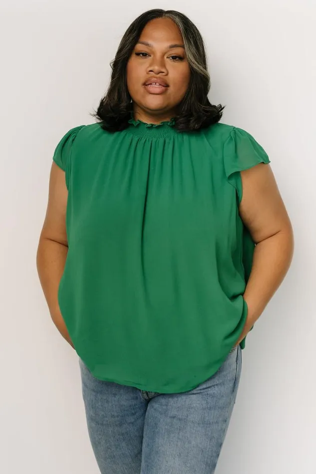 Women Leah Mock Neck Top Green Baltic Born Blouses and Shirts