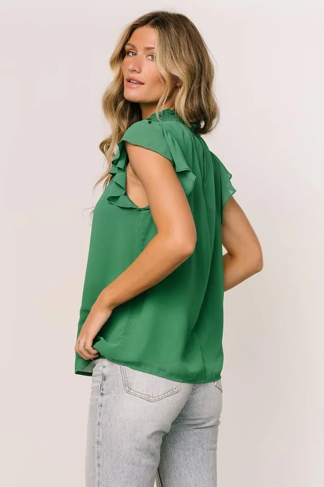 Women Leah Mock Neck Top Green Baltic Born Blouses and Shirts