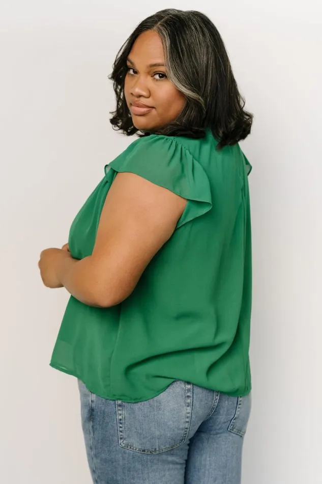 Women Leah Mock Neck Top Green Baltic Born Blouses and Shirts