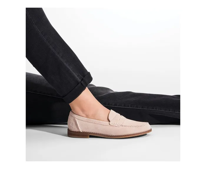 Women Loafers Hush Puppies Wren Loafer Pale Pink Suede