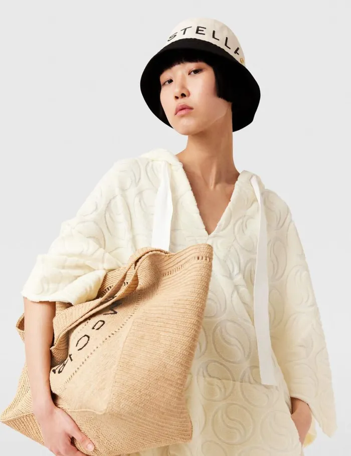 Women Logo Monochrome Visor Natural Stella McCartney Hats And Scarves
