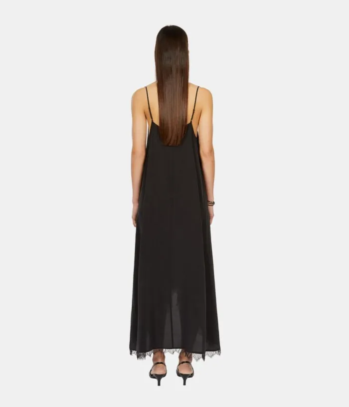 Women Long Black Slip Dress In Washed Silk THE KOOPLES Dresses and Jumpsuits