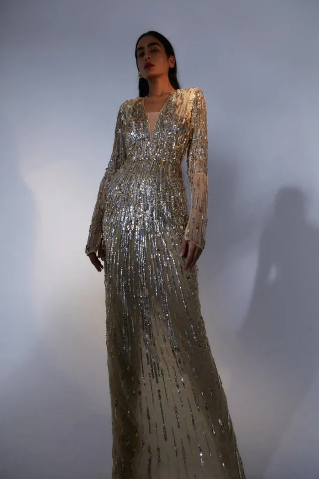 Women Long Sleeve Dresses Rachel Gilbert BLANCA GOWN Women Long Sleeve Dresses Rachel Gilbert BLANCA GOWN