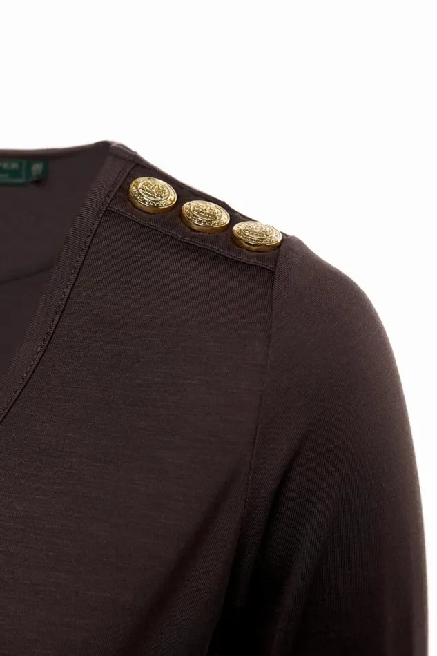 Women Long Sleeve VNeck Tee Coffee Holland Cooper Tops Women Long Sleeve VNeck Tee Coffee Holland Cooper Tops