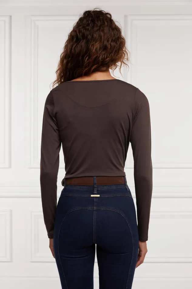 Women Long Sleeve VNeck Tee Coffee Holland Cooper Tops Women Long Sleeve VNeck Tee Coffee Holland Cooper Tops
