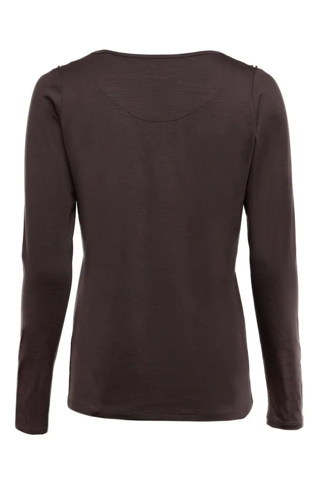 Women Long Sleeve VNeck Tee Coffee Holland Cooper Tops Women Long Sleeve VNeck Tee Coffee Holland Cooper Tops