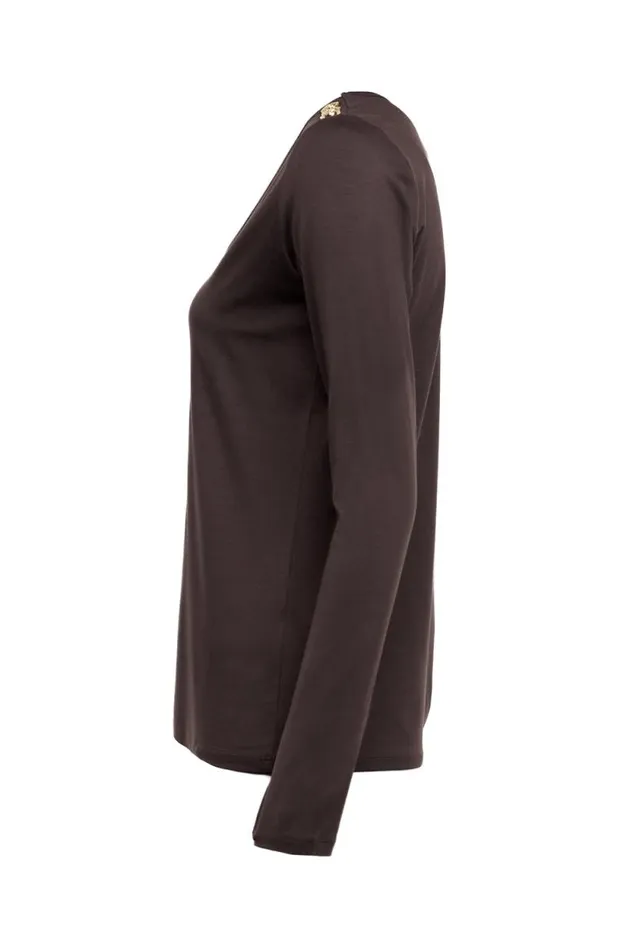 Women Long Sleeve VNeck Tee Coffee Holland Cooper Tops Women Long Sleeve VNeck Tee Coffee Holland Cooper Tops
