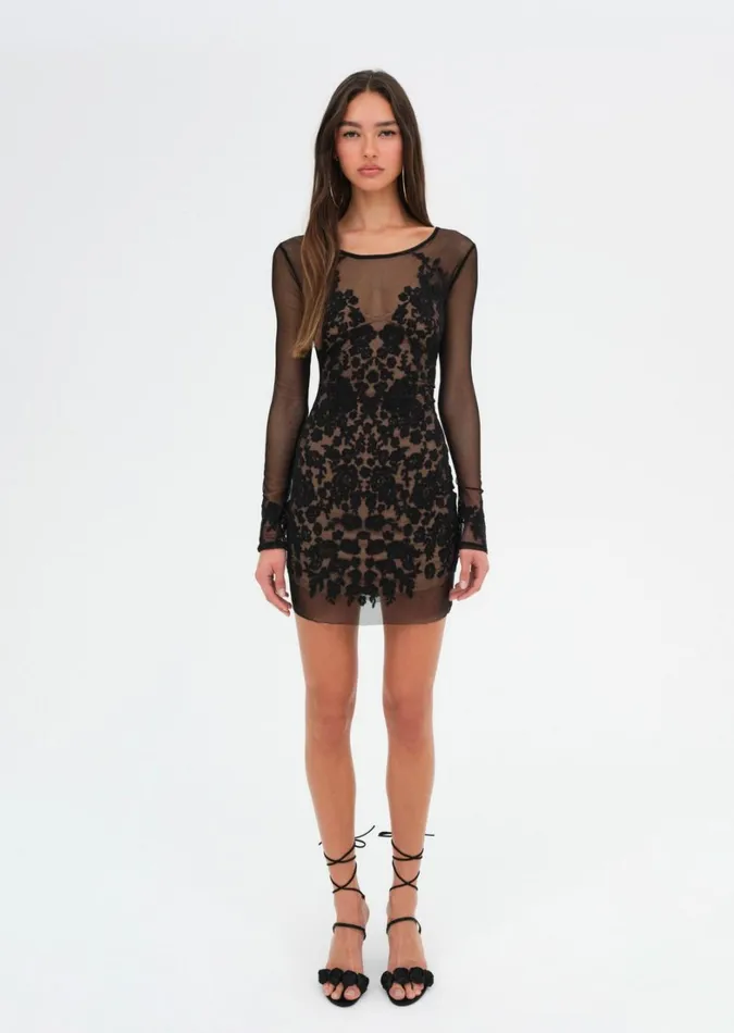 Women Luau Mini Dress Black For Love and Lemons Dresses