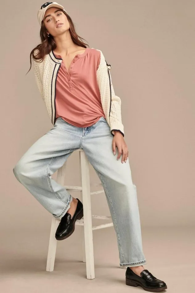 Women Lucky Brand All Tops Sandwash Peasant Top Dusty Cedar