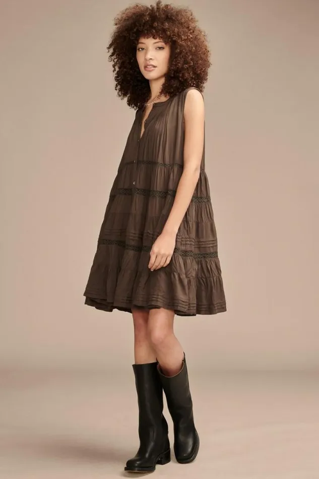 Women Lucky Brand Dresses Everyday Swing Mini Dress Raven