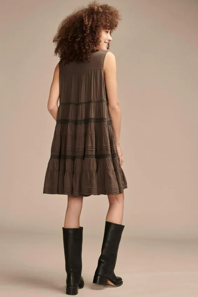 Women Lucky Brand Dresses Everyday Swing Mini Dress Raven