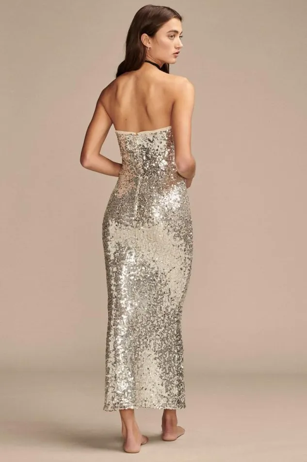 Women Lucky Brand Dresses Sequin Tube Dress Silver