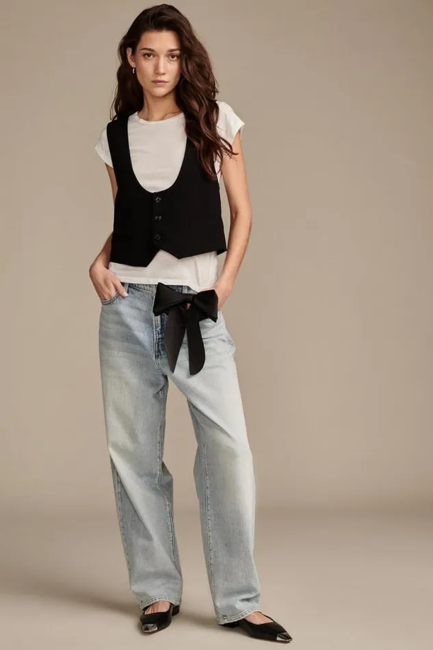 Women Lucky Brand Jackets and Outerwear Longline Vest Black