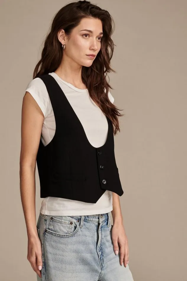 Women Lucky Brand Jackets and Outerwear Longline Vest Black