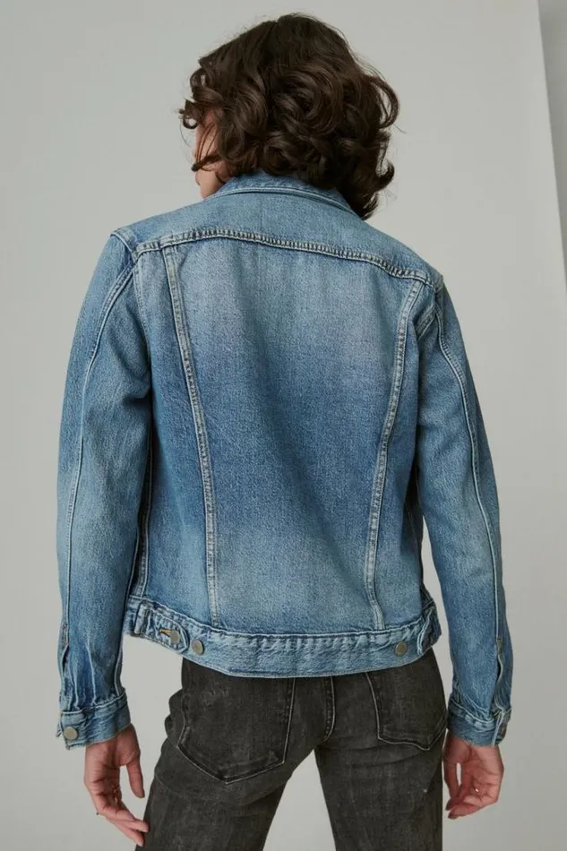 Women Lucky Brand Jackets and Outerwear Tomboy Denim Trucker Jacket Density