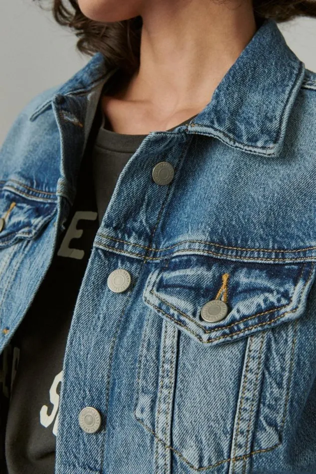 Women Lucky Brand Jackets and Outerwear Tomboy Denim Trucker Jacket Density