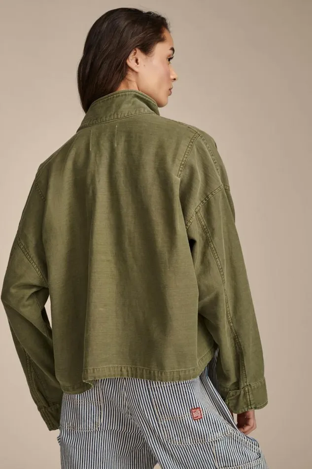 Women Lucky Brand Jackets and Outerwear Utility Cropped Trench Jacket Loden Green