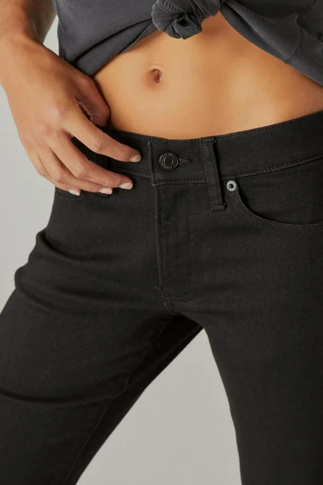 Women Lucky Brand Jeans Mid Rise Sweet Straight Clean Black