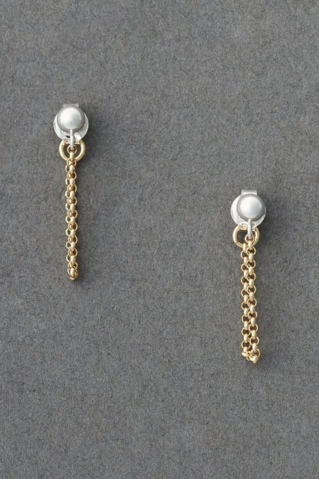 Women Lucky Brand Jewelry Chain Backing Earring Two Tone