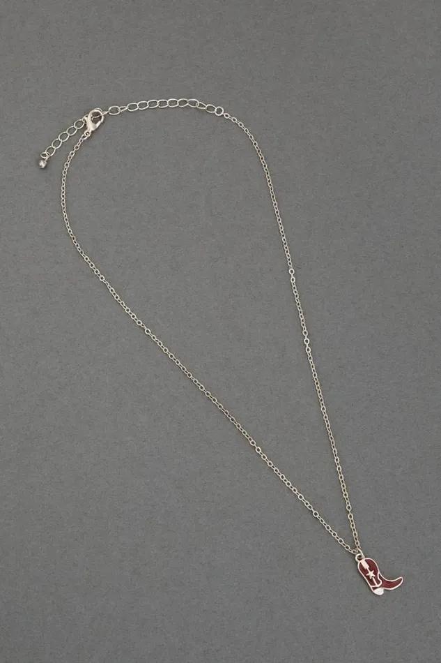 Women Lucky Brand Jewelry Cowboy Boot Pendant Necklace Silver