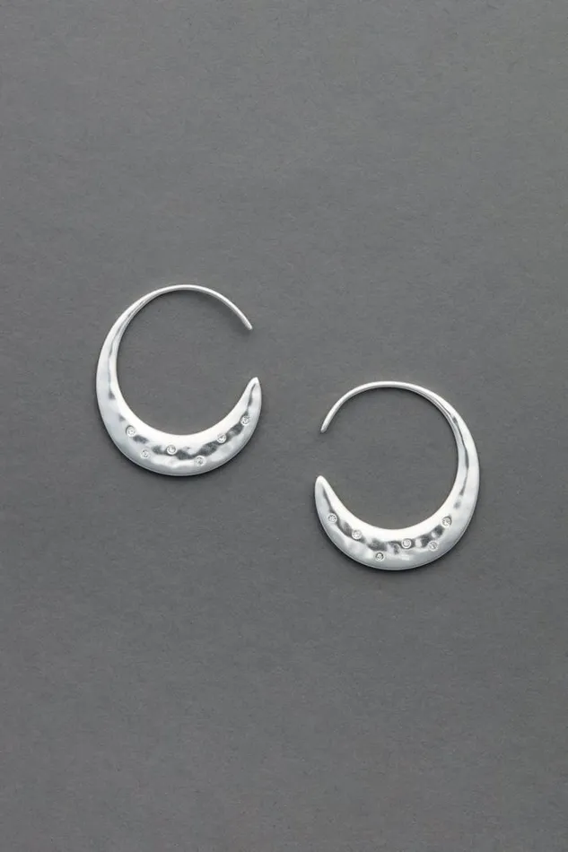 Women Lucky Brand Jewelry Pave Threader Hoop Silver
